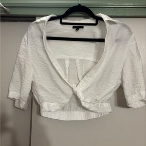 Dynamite Ivory Tie-Front Blouse